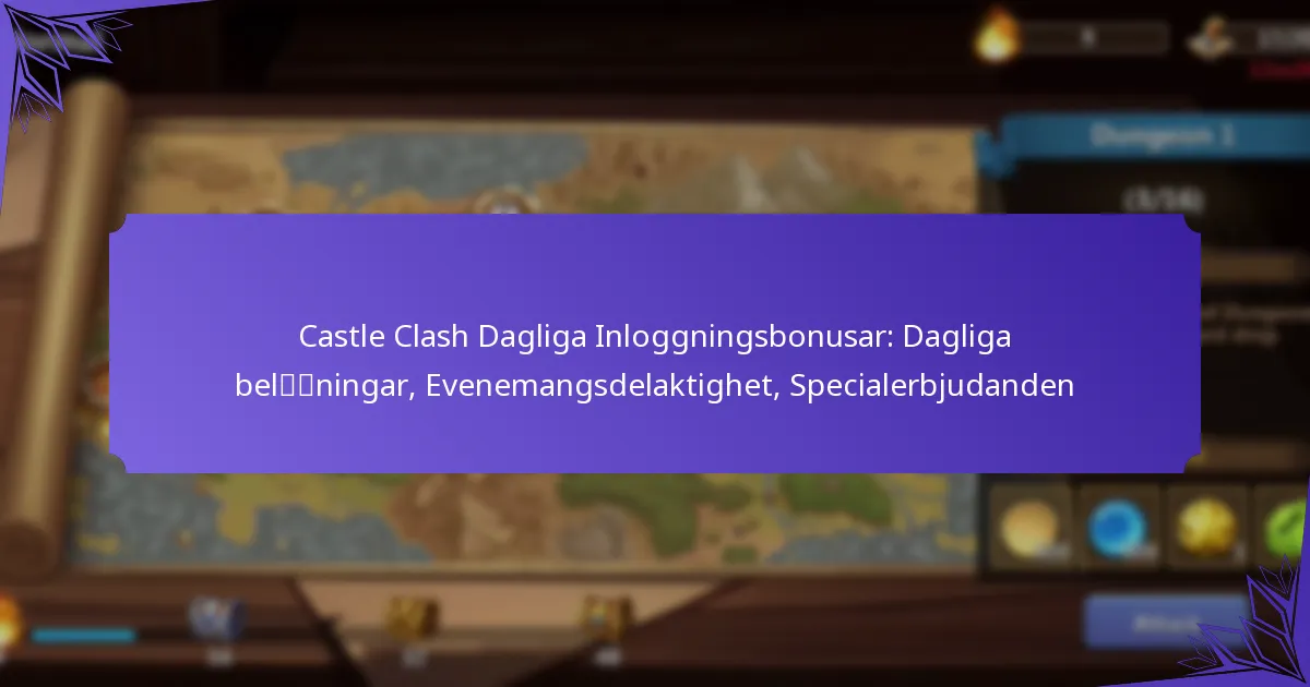 Castle Clash Dagliga Inloggningsbonusar: Dagliga belöningar, Evenemangsdelaktighet, Specialerbjudanden