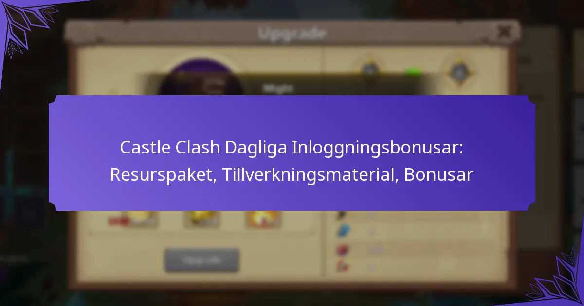 Castle Clash Dagliga Inloggningsbonusar: Resurspaket, Tillverkningsmaterial, Bonusar
