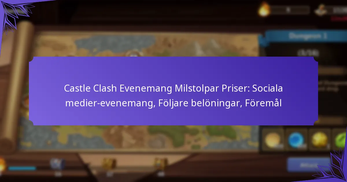 Castle Clash Evenemang Milstolpar Priser: Sociala medier-evenemang, Följare belöningar, Föremål