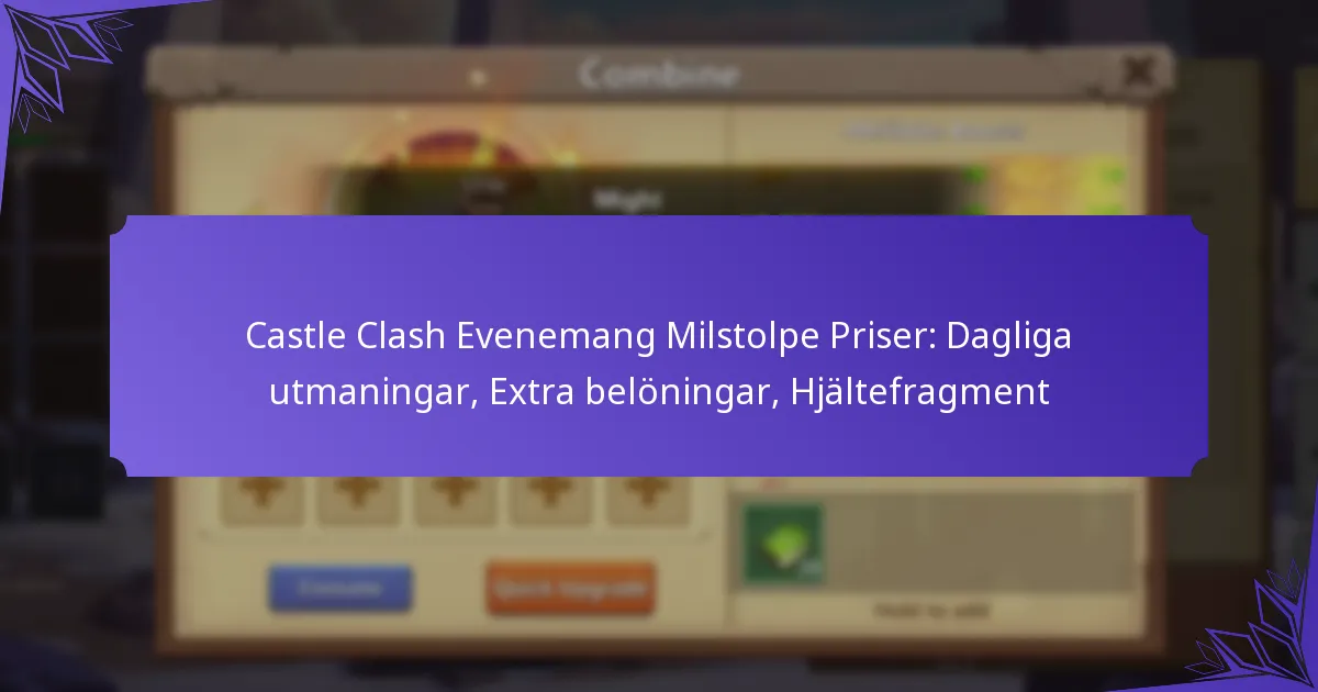 Castle Clash Evenemang Milstolpe Priser: Dagliga utmaningar, Extra belöningar, Hjältefragment
