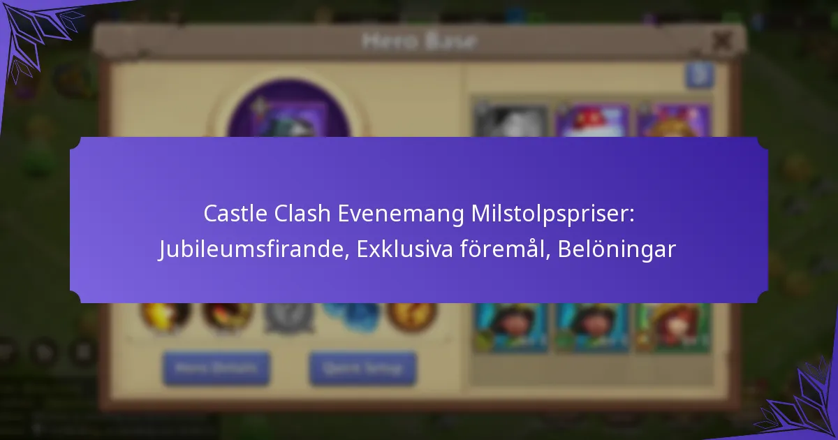 Castle Clash Evenemang Milstolpspriser: Jubileumsfirande, Exklusiva föremål, Belöningar