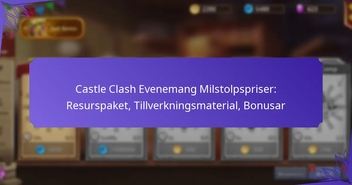 Castle Clash Evenemang Milstolpspriser: Resurspaket, Tillverkningsmaterial, Bonusar