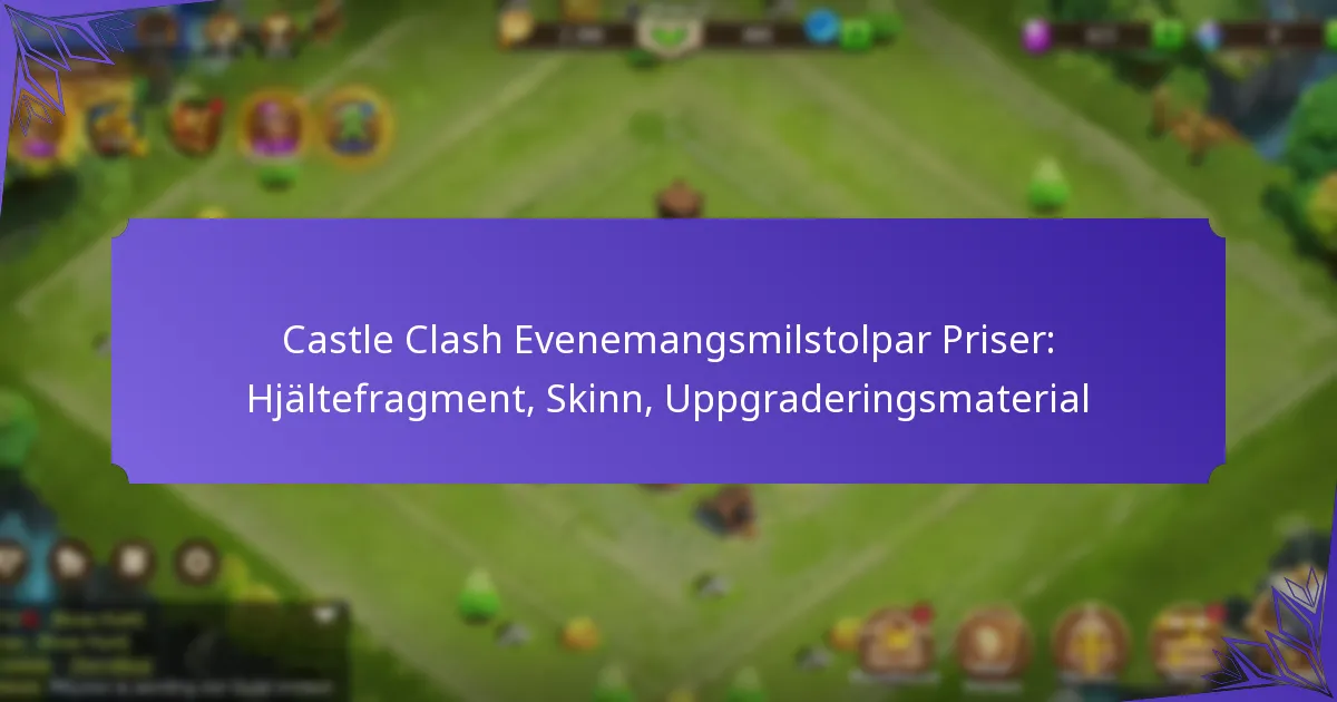 Castle Clash Evenemangsmilstolpar Priser: Hjältefragment, Skinn, Uppgraderingsmaterial